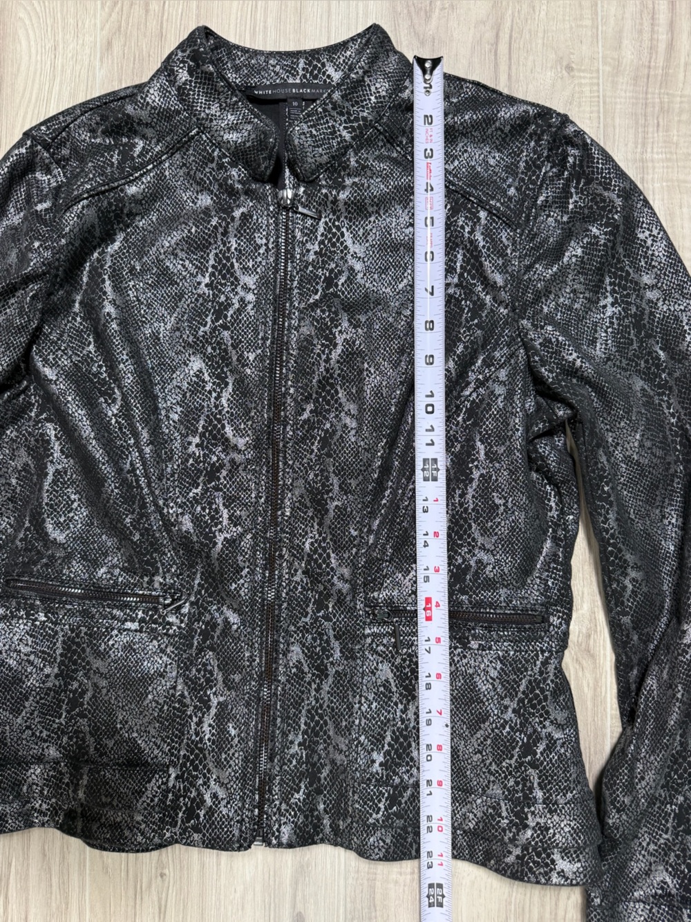 White House Black Market Metallic Snake Print Moto Jacket - Picture 10 of 12